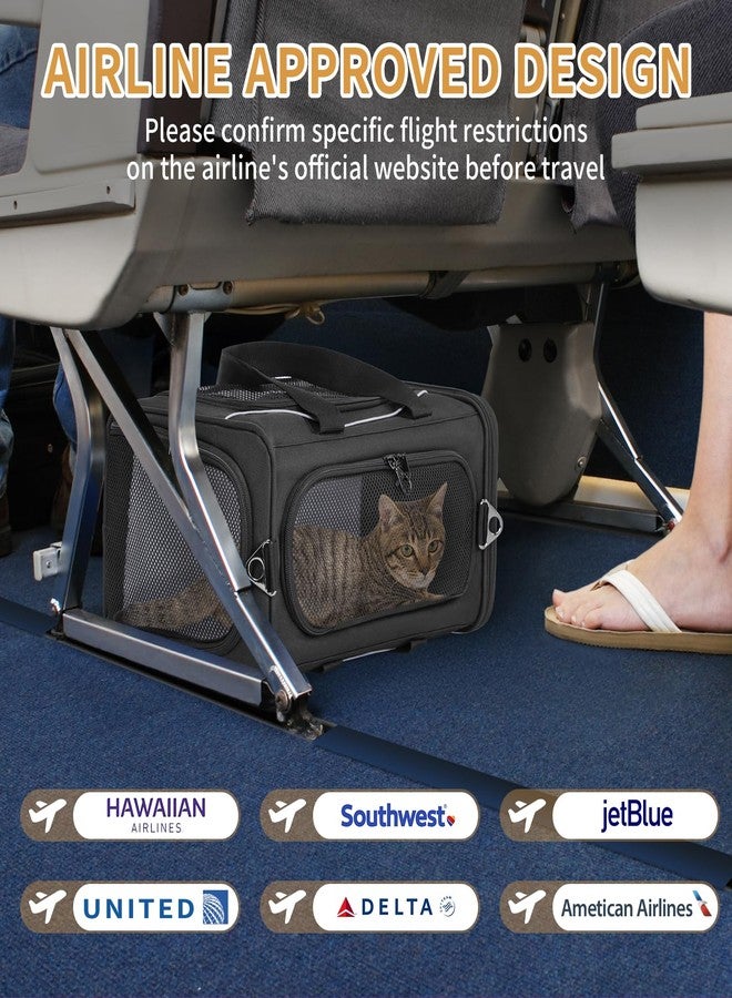 بتس فيت حقيبة نقل الحيوانات الأليفة Petsfit المعتمدة من شركات الطيران للقطط الصغيرة، مقاس 16.5 × 8.6 × 11 بوصة، معتمدة من إدارة أمن النقل الأمريكية، مع حشوة مزدوجة الجوانب قابلة للإزالة (وضع ثنائي الاتجاه) - تناسب معظم مقاعد الطائرات، مانعة للهروب (أسود) - Image 3